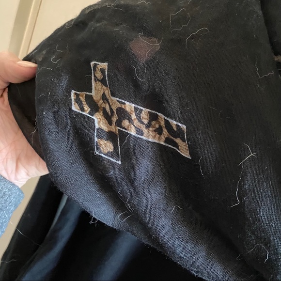 Black Infinity Scarf with Animal Printed Crosses - Picture 3 of 5